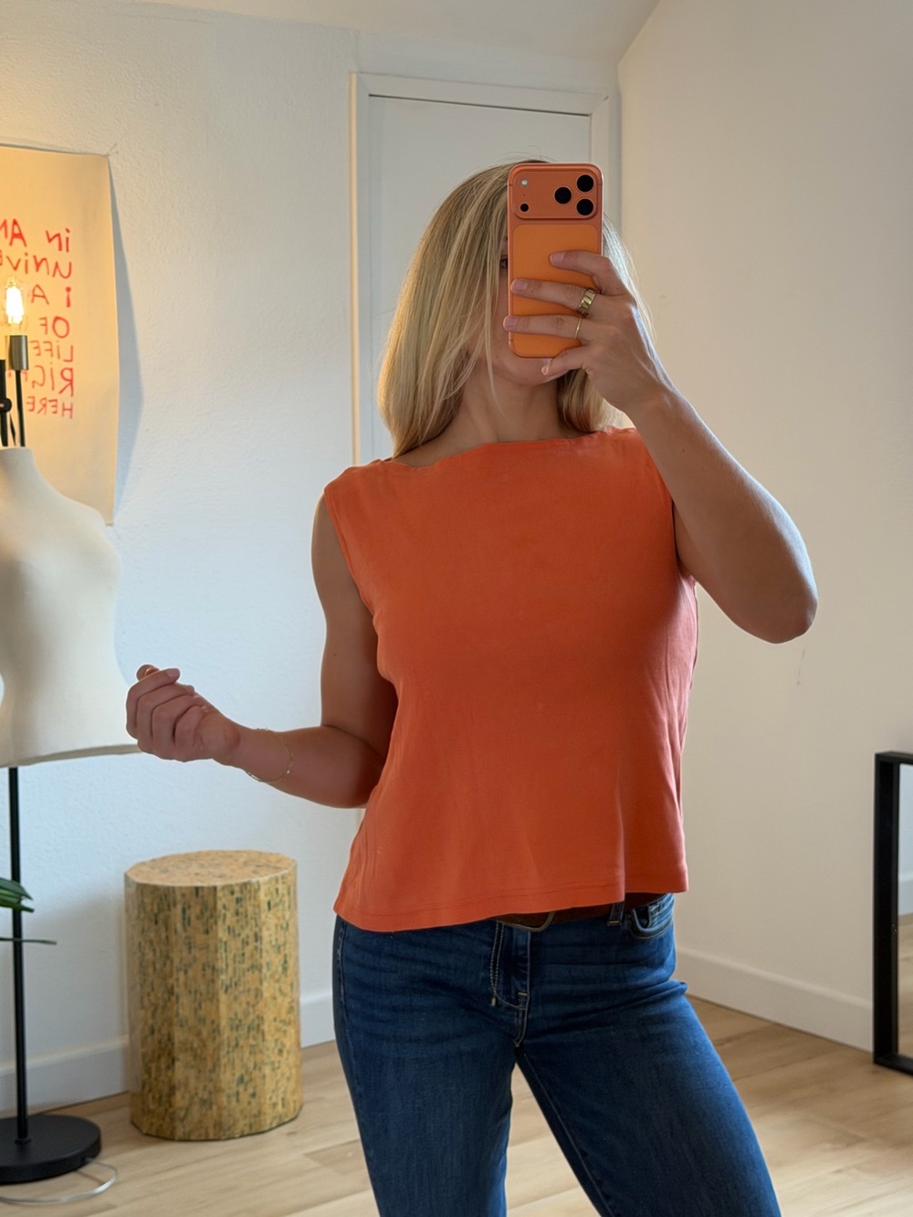 Coldwater Creek Orange Sleeveless Knit Top Size L